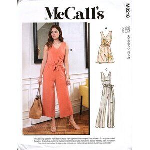 McCall's M8218 Misses 6 to 14 Jumpsuit, Romper and Belt Uncut Sewing Pattern